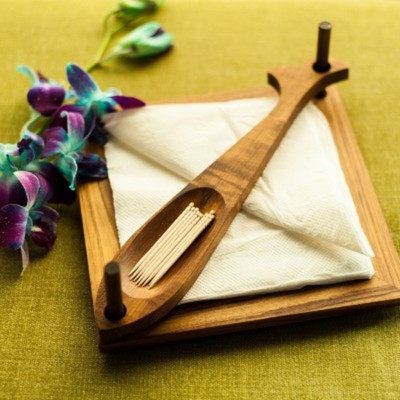 

Onlineshoppee CAC 2 Compartments Wooden Napkin Holder(Brown)