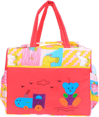 

Ole Baby Big Amazing Striped Cotton Smart Organizer Best Material 100% Cotton, Multi-function Tote Diaper Bag(Pink)