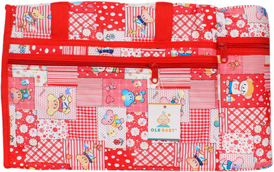 

Ole Baby Premium Multi color Teddy Checks Print With Warmer Tote Diaper Bag(Red)