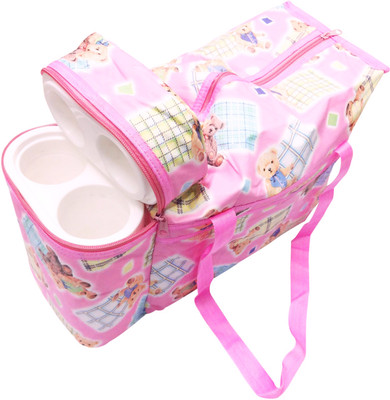 

Ole Baby Premium Multi Purpose Teddy Print with Warmer Tote Diaper Bag(Pink)