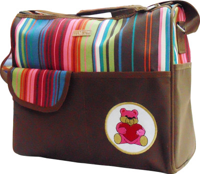 

1st Step Stripe Messenger Diaper Bag(Brown)
