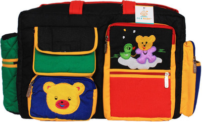 

Ole Baby Big Amazing Striped Cotton Smart Organizer Best Material 100% Cotton, Multi-function Tote Diaper Bag(Black)