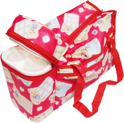 

Ole Baby Premium Multi Purpose Teddy Bear Print with Warmer Tote Diaper Bag(Red)