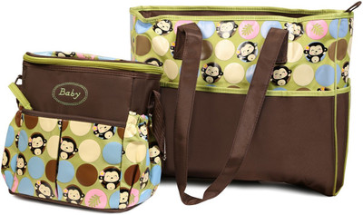 

Babyoodles polymer lining Tote Diaper Bag(Green & Brown)
