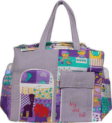 

Ole Baby Big Amazing Striped Cotton Smart Organizer Best Material 100% Cotton, Multi-function Tote Diaper Bag(Purple)