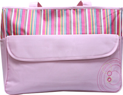 Kiwi Pink Multi Colour Stripes Diaper Bag Multicolor
