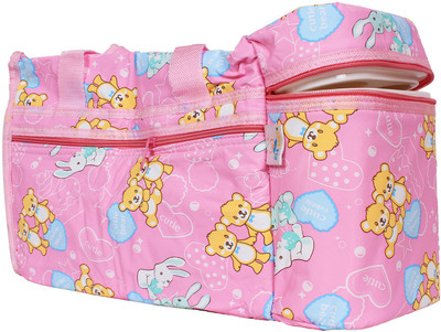 

Ole Baby Pink Teddy Premium Multi color Teddy Checks Print With Warmer Tote Diaper Bag(Pink)