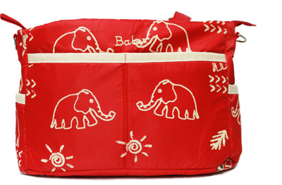

Kiwi Elephant Print Shoulder Diaper Bag(Red)