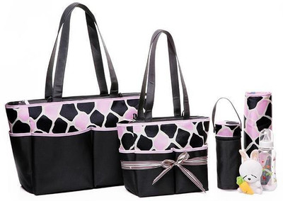 

Baby Grow Colorland Amber Tote Changing Prunus Mum Flower Diaper Bag 5pcs Set(Grey|Pink Cowy)