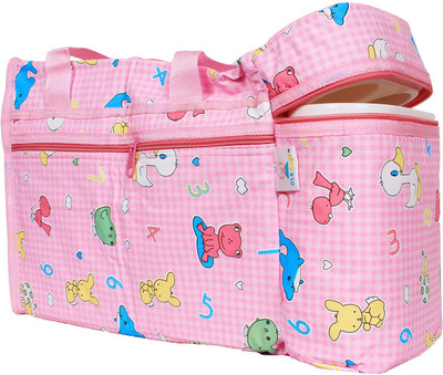 

Ole Baby Pink Aqua Animal Premium Multi color Teddy Checks Print With Warmer Tote Diaper Bag(Pink)
