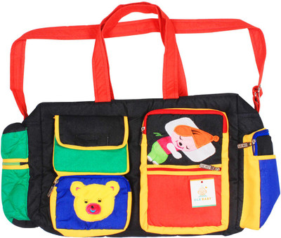 

Ole Baby Big Amazing Striped Smart Organizer Best Material 100% Cotton Tote Diaper Bag(Black)