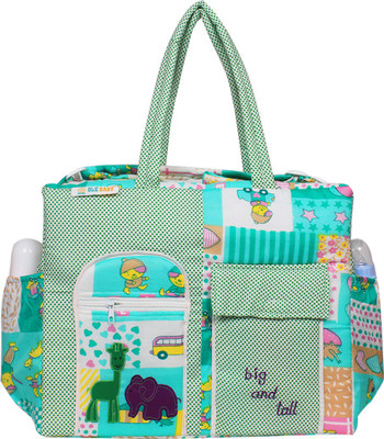 

Ole Baby Big Amazing Striped Cotton Smart Organizer Best Material 100% Cotton, Multi-function Tote Diaper Bag(Green)