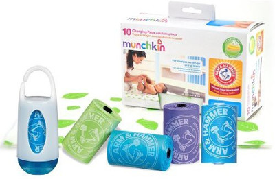 

Munchkin Arm and Hammer Disposable Changing Pad Diaper Bag::Dispenser Bag(White, Purple, Green, Blue), Blue;green;purple;white