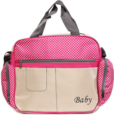 

Babyoodles Zipper Closure Tote Diaper Bag(Pink & Grey)