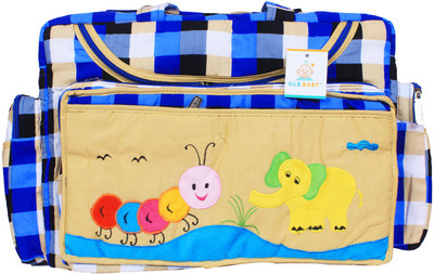 

Ole Baby Big Amazing Striped Smart Organizer Best Material 100% Cotton Tote Diaper Bag(Blue)