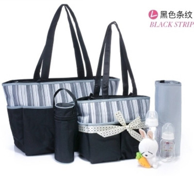 

Baby Grow Colorland Jane Tote Baby Mum Diaper Bag 5pcs Set(Brown/Blue Strips)