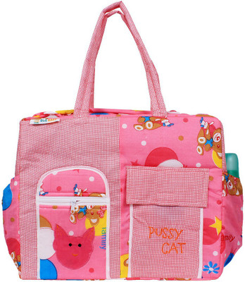 

Ole Baby Big Multi-Utility Amazing Apple and Checkered Fabric Diaper Bag(Pink)