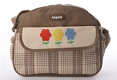 

Baby Bucket Round Multiutility Flower Embroidered Diaper Bag(Brown)
