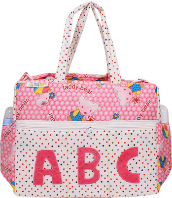 

Ole Baby ABC Big Amazing Striped Cotton Smart Organizer Best Material 100% Cotton, Multi-function Tote Diaper Bag(Pink)