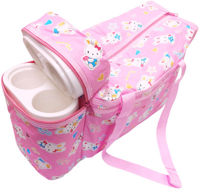

Ole Baby Premium Multi Purpose Bunny Bear Print with Warmer Tote Diaper Bag(Pink)