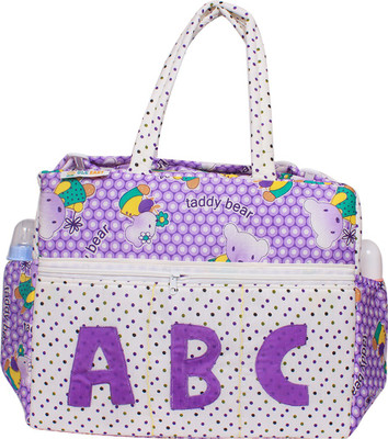 

Ole Baby ABC Big Amazing Striped Cotton Smart Organizer Best Material 100% Cotton, Multi-function Tote Diaper Bag(Purple)