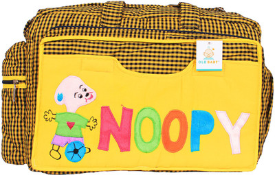 

Ole Baby Big Amazing Striped Cotton Smart Organizer Best Material 100% Cotton, Multi-function Tote Diaper Bag(Yellow)
