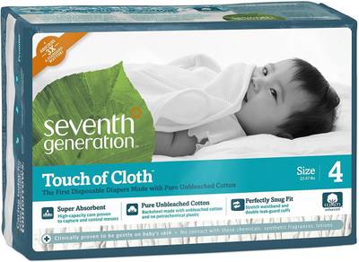 Amazon.com: Seventh Generation Touch of Cloth Diapers, Size 4, 120 ...