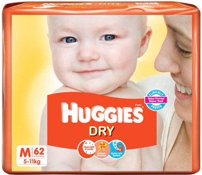 

Huggies New Dry Diaper - M(62 Pieces)