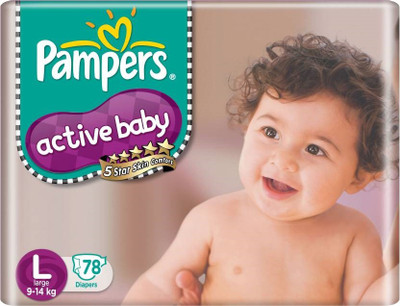 

Pampers Active Baby Diapers Large - L(78 Pieces)