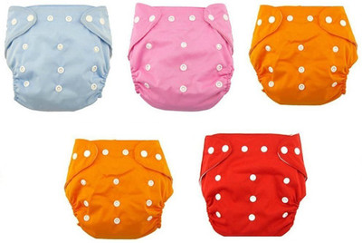 

WonderKart New Adjustable Reusable Lot Baby Washable Cloth Diaper Nappies Pack - M(5 Pieces)