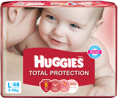 

Huggies Total Protection Baby Diapers - L(48 Pieces)