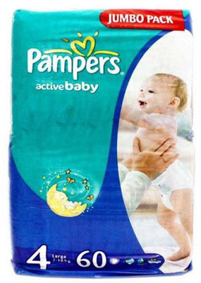 

Pampers Active Baby Diapers (Size 4) - Large - 60 (7-18Kg) (Imported) - L(60 Pieces)