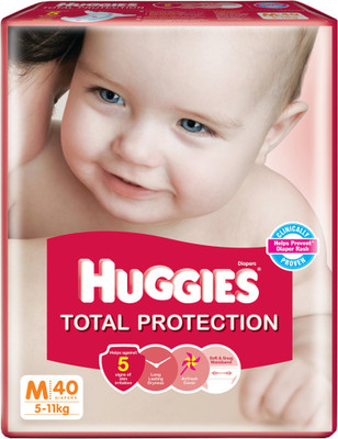 

Huggies Total Protection Diaper - M(40 Pieces)