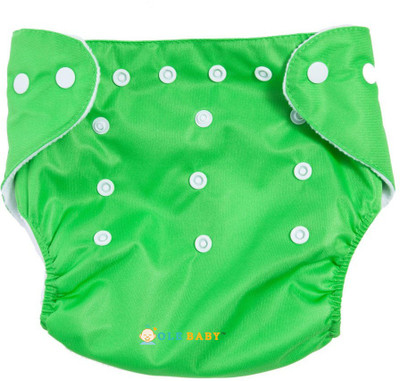 

Ole Baby Cloth REUSABLE Nappy Organic Cotton Anti Bacterial Washable Free Size Adjustable WaterProof Covered 0-2 Years, Green