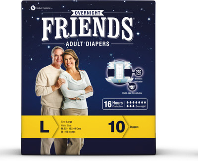 

Friends Overnight Diaper 16 Hours Protection Adult Diapers - L(10 Pieces)