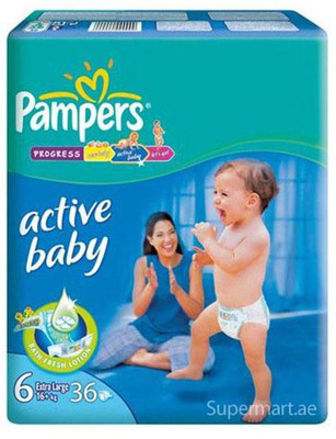 

Pampers Active Baby Diapers (Size 6) - Lxxl - 36 (16Kg) (Imported) - XL(36 Pieces)