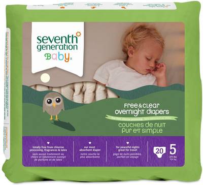 Seventh Generation Free &amp; Clear Overnight Diapers Pack of 4 - XL