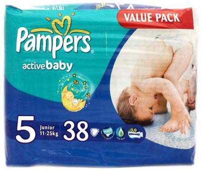 

Pampers Active Baby Diapers (Size 5) - Junior - 38 (11-25Kg) (Imported) - New Born(38 Pieces)