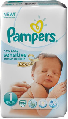 

Pampers New Baby Sensitive Diapers (Size 1) - Nb-39 (2-5Kg) - New Born(39 Pieces)