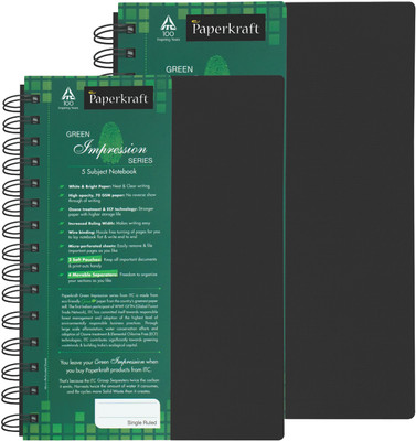 

Paperkraft A4 Notebook(Green Impression 5 Subject)