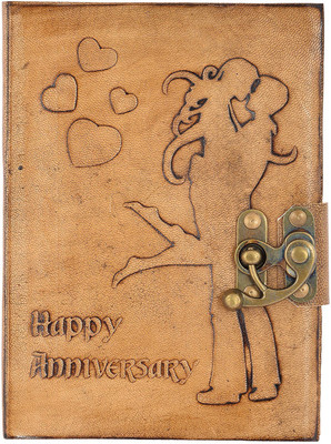 

Hare Krishna Handicrafts Regular Diary(Happy Anniversary handmade leather gift diary with lock , 7x5 inch, Tan)