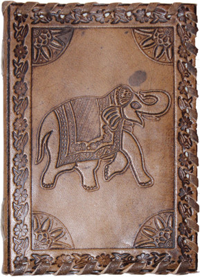 

Rstore Mini Diary(Handmade Hathi Print Leather Cover with sallu silai (12.7 x 9 cm), Multicolor)