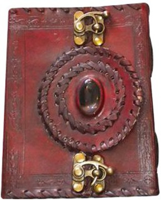 

eShilp Regular Journal(Handmade Leather Cover Diary- Camel Embossed-1 Stone-2 Lock-Round Flap Size 15x12x2.5 Cm Brown, Brown)