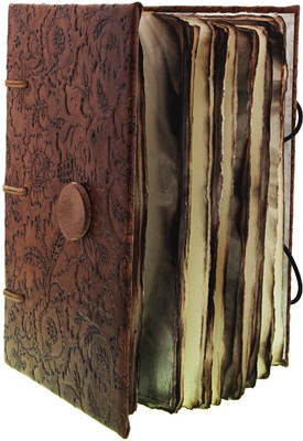 CRAFT CLUB Leather Embossed Diary With Antique Paper In Special Binding Regular Notebook Unruled 144 Pages(Copper)
