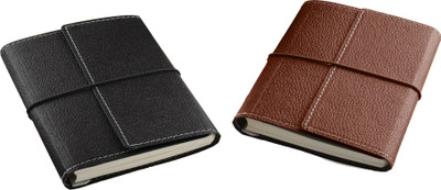 Eco-Leatherette A6 Notebook(Combo, Black, Dark Brown, Pack of 2)