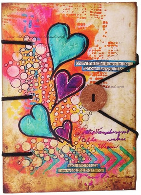 

Craft Play A5 Diary(Heart Print Special binding With Button, Multicolor)