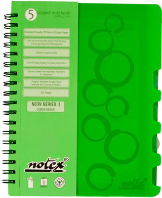 

Notex B5 Diary(NEON SERIES - 5 SUBJECT NOTEBOOK, Green)
