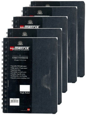 

BILT Matrix A5 Notebook(Executive, Black, Pack of 5)