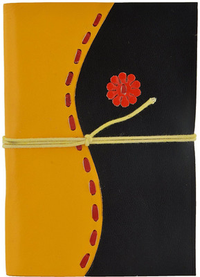 

Hare Krishna Handicrafts Regular Diary(Leather Art work Handmade Paper Diary, Yellow Black)