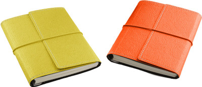 

Eco-Leatherette A6 Diary(Combo, Lime Yellow, Brunt Orange, Pack of 2), Brunt orange;lime yellow